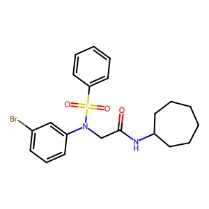 2-[N-(benzenesulfonyl)-3-bromoanilino]-N-cycloheptylacetamide structure