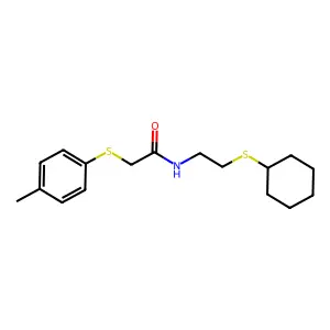 N-(2-cyclohexylsulfanylethyl)-2-(4-methylphenyl)sulfanylacetamide structure