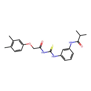 N-[3-[[2-(3,4-dimethylphenoxy)acetyl]carbamothioylamino]phenyl]-2-methylpropanamide structure