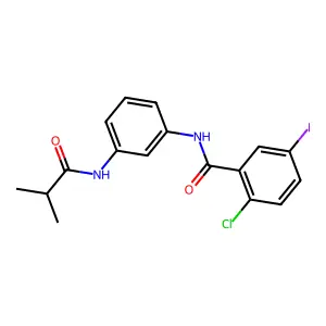 2-chloro-5-iodo-N-[3-(2-methylpropanoylamino)phenyl]benzamide structure