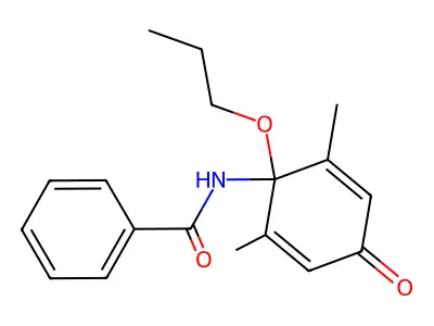 N-(2,6-dimethyl-4-oxo-1-propoxycyclohexa-2,5-dien-1-yl)benzamide structure