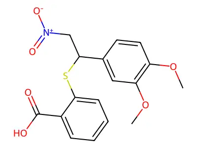 2-[1-(3,4-Dimethoxyphenyl)-2-nitroethyl]sulfanylbenzoic acid structure