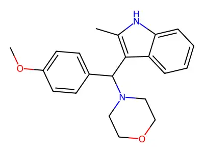 4-((4-methoxyphenyl)(2-methyl-1H-indol-3-yl)methyl)morpholine structure