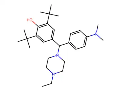 2,6-di-tert-butyl-4-{[4-(dimethylamino)phenyl](4-ethylpiperazin-1-yl)methyl}phenol structure
