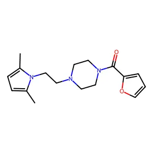 (4-(2-(2,5-dimethyl-1H-pyrrol-1-yl)ethyl)piperazin-1-yl)(furan-2-yl)methanone structure