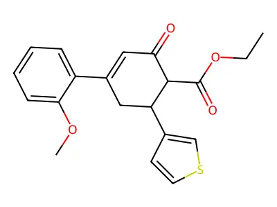 Ethyl 4-(2-methoxyphenyl)-2-oxo-6-(3-thienyl)-3-cyclohexene-1-carboxylate structure
