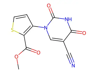 methyl 3-[5-cyano-2,4-dioxo-3,4-dihydro-1(2H)-pyrimidinyl]-2-thiophenecarboxylate structure