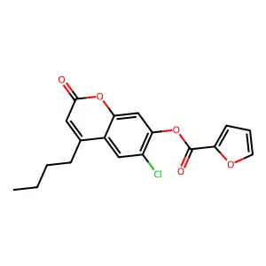 4-butyl-6-chloro-2-oxo-2H-chromen-7-yl furan-2-carboxylate structure