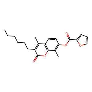 3-hexyl-4,8-dimethyl-2-oxo-2H-chromen-7-yl furan-2-carboxylate structure