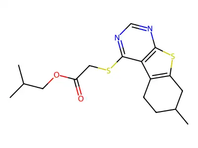 2-Methylpropyl 2-[(5,6,7,8-tetrahydro-7-methyl[1]benzothieno[2,3-d]pyrimidin-4-yl)thio]acetate structure