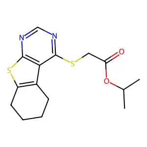 propan-2-yl (5,6,7,8-tetrahydro[1]benzothieno[2,3-d]pyrimidin-4-ylsulfanyl)acetate structure