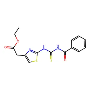 2-[2-[[Benzamido(sulfanylidene)methyl]amino]-4-thiazolyl]acetic acid ethyl ester structure