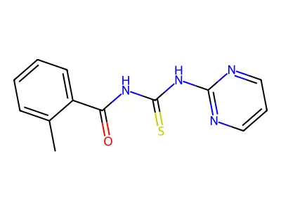 2-methyl-N-(pyrimidin-2-ylcarbamothioyl)benzamide structure