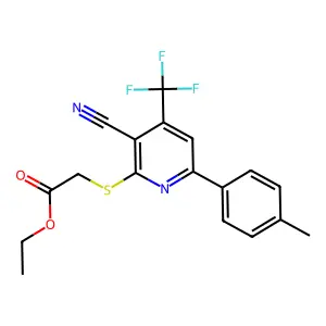 ethyl 2-[3-cyano-6-(4-methylphenyl)-4-(trifluoromethyl)pyridin-2-yl]sulfanylacetate structure