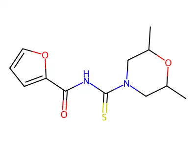 N-(2,6-dimethylmorpholine-4-carbothioyl)furan-2-carboxamide structure