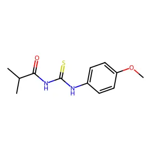 N-[(4-methoxyphenyl)carbamothioyl]-2-methylpropanamide structure