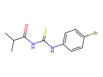 N-[(4-bromophenyl)carbamothioyl]-2-methylpropanamide structure