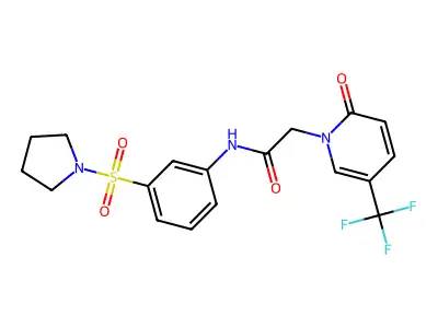 2-[2-oxo-5-(trifluoromethyl)pyridin-1-yl]-N-(3-pyrrolidin-1-ylsulfonylphenyl)acetamide structure
