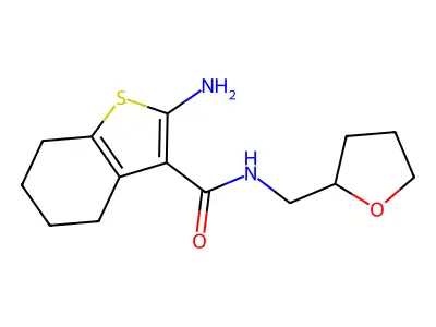 2-amino-N-(oxolan-2-ylmethyl)-4,5,6,7-tetrahydro-1-benzothiophene-3-carboxamide structure