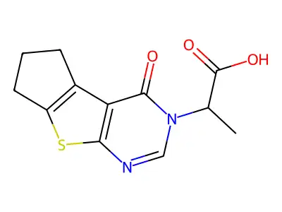 2-(4-Oxo-6,7-dihydro-4H-cyclopenta[4,5]thieno[2,3-d]pyrimidin-3(5H)-yl)propanoic acid structure