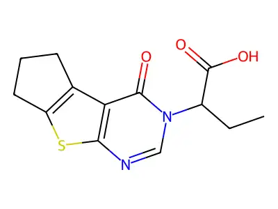 2-(4-oxo-6,7-dihydro-4H-cyclopenta[4,5]thieno[2,3-d]pyrimidin-3(5H)-yl)butanoic acid structure