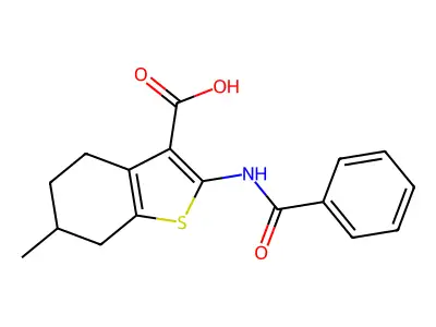 2-Benzamido-6-methyl-4,5,6,7-tetrahydro-1-benzothiophene-3-carboxylic acid structure