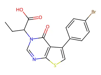2-(5-(4-bromophenyl)-4-oxothieno[2,3-d]pyrimidin-3(4H)-yl)butanoic acid structure