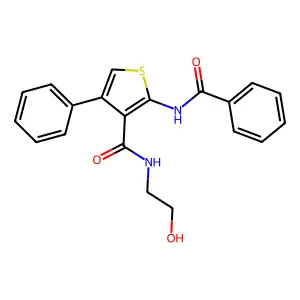 2-benzamido-N-(2-hydroxyethyl)-4-phenylthiophene-3-carboxamide structure