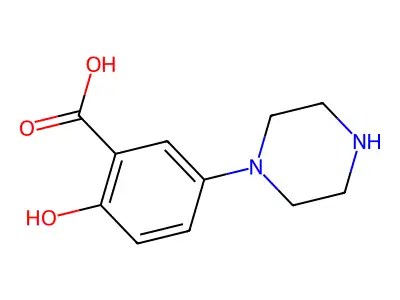 2-Hydroxy-5-piperazin-1-ylbenzoic acid structure