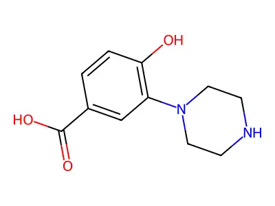 Benzoic acid, 4-hydroxy-3-(1-piperazinyl)- structure