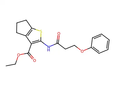 ethyl 2-(3-phenoxypropanamido)-4H,5H,6H-cyclopenta[b]thiophene-3-carboxylate structure