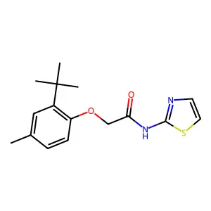 2-(2-tert-butyl-4-methylphenoxy)-N-(1,3-thiazol-2-yl)acetamide structure