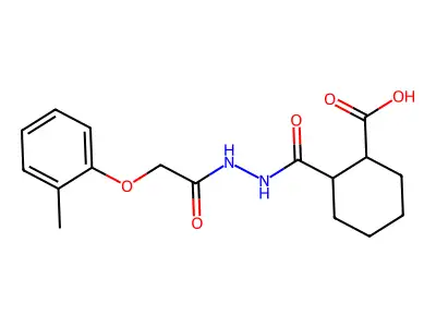 2-({2-[(2-Methylphenoxy)acetyl]hydrazino}carbonyl)cyclohexanecarboxylic acid structure