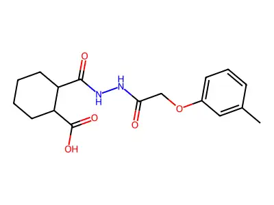 2-({2-[(3-Methylphenoxy)acetyl]hydrazino}carbonyl)cyclohexanecarboxylic acid structure