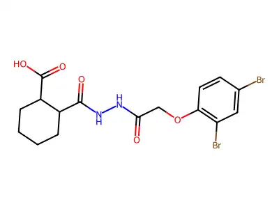 2-({2-[(2,4-Dibromophenoxy)acetyl]hydrazino}carbonyl)cyclohexanecarboxylic acid structure