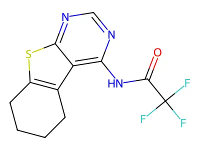 2,2,2-trifluoro-N-{8-thia-4,6-diazatricyclo[7.4.0.0^{2,7}]trideca-1(9),2,4,6-tetraen-3-yl}acetamide structure