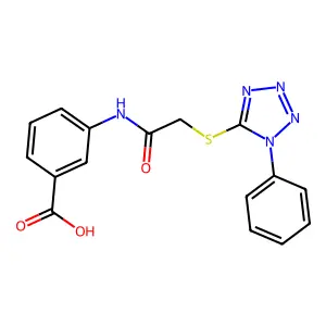 3-[[2-(1-phenyltetrazol-5-yl)sulfanylacetyl]amino]benzoic Acid structure