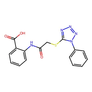 2-[[2-(1-phenyltetrazol-5-yl)sulfanylacetyl]amino]benzoic Acid structure