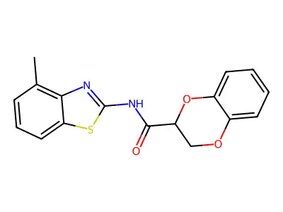 N-(4-methylbenzo[d]thiazol-2-yl)-2,3-dihydrobenzo[b][1,4]dioxine-2-carboxamide structure