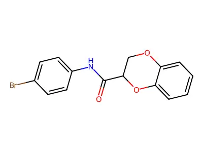 N-(4-bromophenyl)-2,3-dihydro-1,4-benzodioxine-3-carboxamide structure