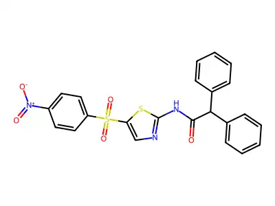N-(5-((4-nitrophenyl)sulfonyl)thiazol-2-yl)-2,2-diphenylacetamide structure