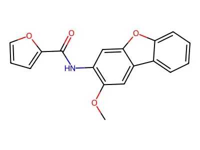 N-(2-methoxydibenzofuran-3-yl)furan-2-carboxamide structure