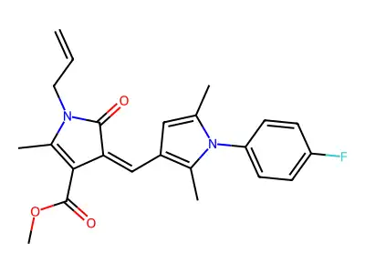 methyl (4Z)-4-{[1-(4-fluorophenyl)-2,5-dimethyl-1H-pyrrol-3-yl]methylidene}-2-methyl-5-oxo-1-(prop-2-en-1-yl)-4,5-dihydro-1H-pyrrole-3-carboxylate structure