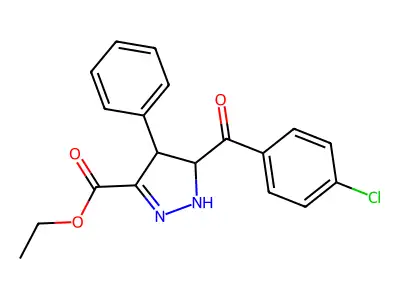 ethyl 5-(4-chlorobenzoyl)-4-phenyl-4,5-dihydro-1H-pyrazole-3-carboxylate structure