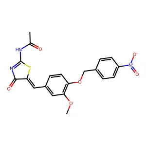 N-[(5Z)-5-[[3-methoxy-4-[(4-nitrophenyl)methoxy]phenyl]methylidene]-4-oxo-1,3-thiazol-2-yl]acetamide structure