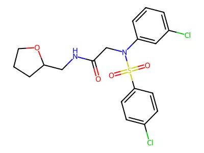 2-(3-chloro-N-(4-chlorophenyl)sulfonylanilino)-N-(oxolan-2-ylmethyl)acetamide structure