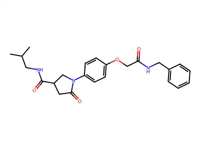 1-[4-[2-(benzylamino)-2-oxoethoxy]phenyl]-N-(2-methylpropyl)-5-oxopyrrolidine-3-carboxamide structure