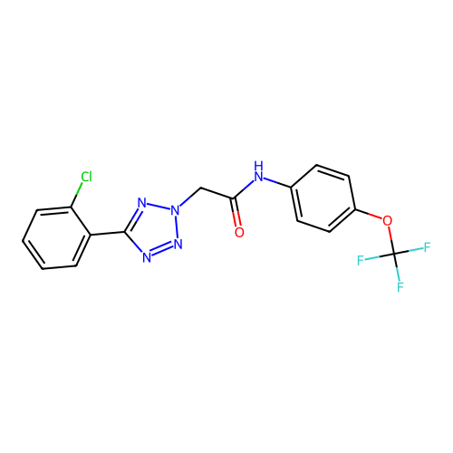 2-[5-(2-chlorophenyl)-2H-tetrazol-2-yl]-N-[4-(trifluoromethoxy)phenyl]acetamide structure