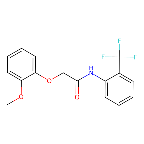 2-(2-methoxyphenoxy)-N-[2-(trifluoromethyl)phenyl]acetamide structure
