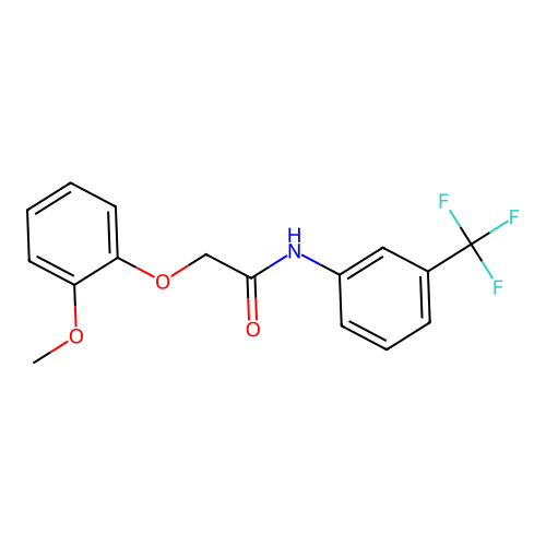 2-(2-methoxyphenoxy)-N-[3-(trifluoromethyl)phenyl]acetamide structure